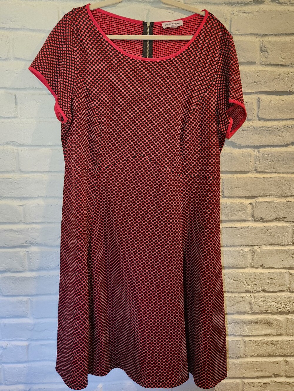 Shelby & Palmer Red and Black Polka Dot A-Line Dress. Plus Size 18W 2X